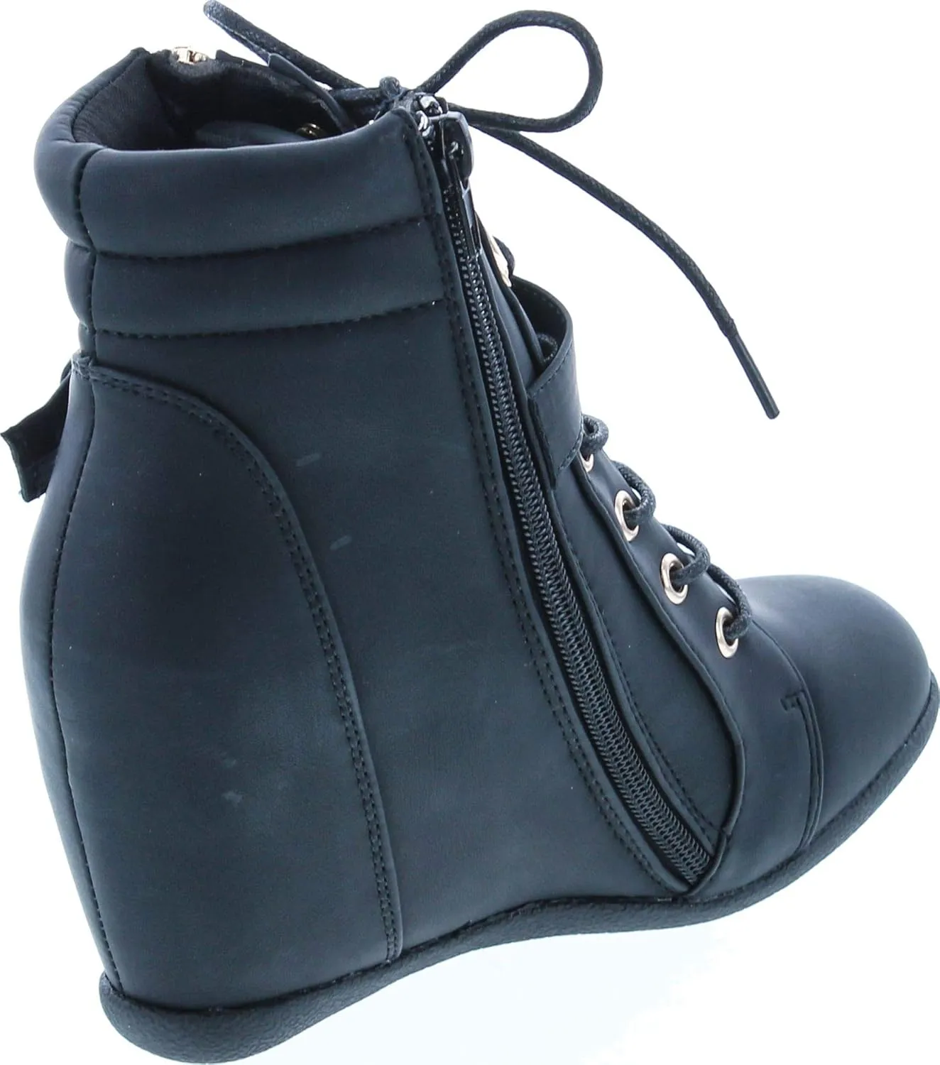 Womens Peter-1 Lace Up Hidden Wedge High Top Fashion Sneakers