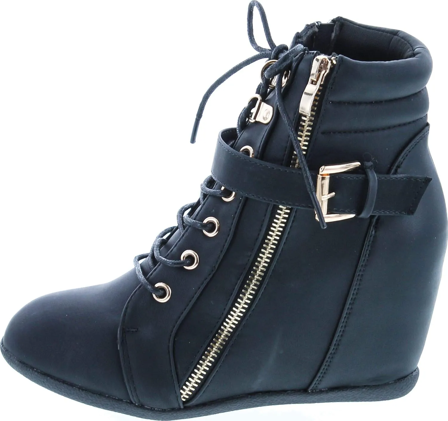 Womens Peter-1 Lace Up Hidden Wedge High Top Fashion Sneakers