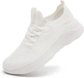 Womens Walking Shoes Running Sneakers Slip On Tennis Sport Workout Gym Athletic Outdoor Travel Work Lightweight Fashion Breathable Comfortable Shoe White Size US 7.5